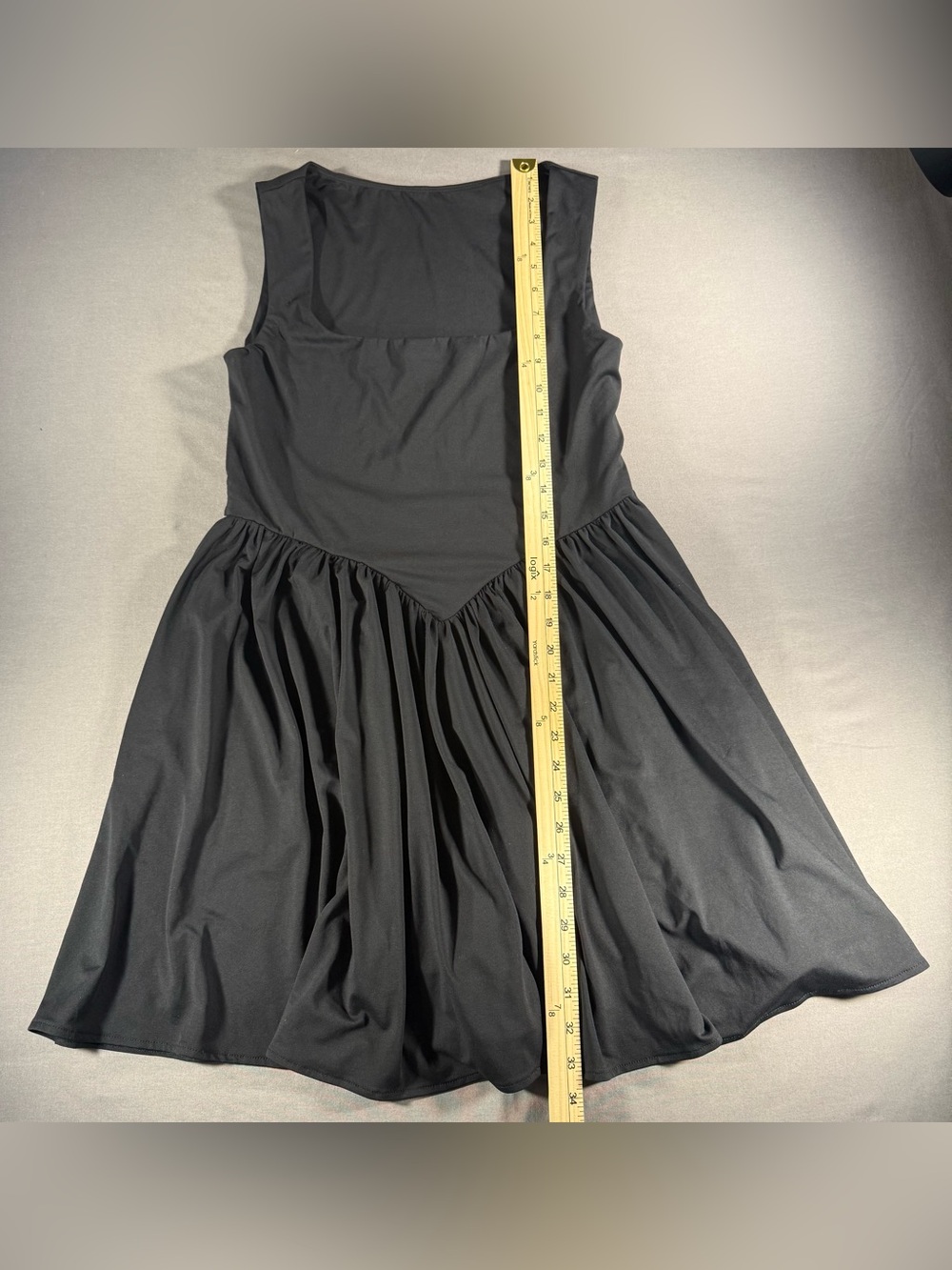 Little Black Square Neck Sleeveless Fit-and-Flare Dress Size M - Picture 7 of 14